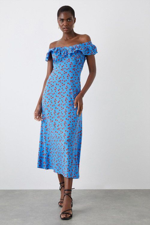 Womens Blue Strawberry Ruffle...