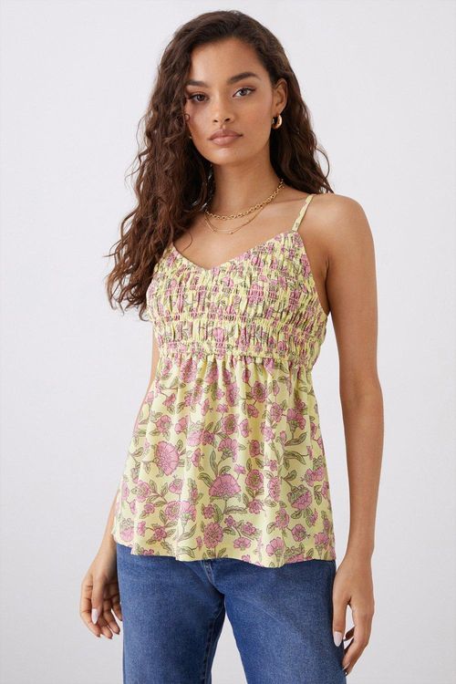 Womens Petite Yellow Floral...