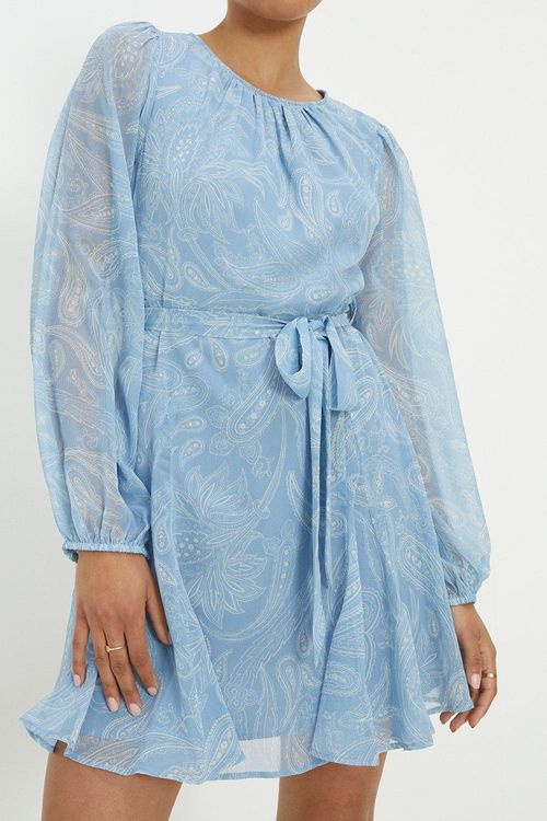 Womens Blue Paisley Chiffon...