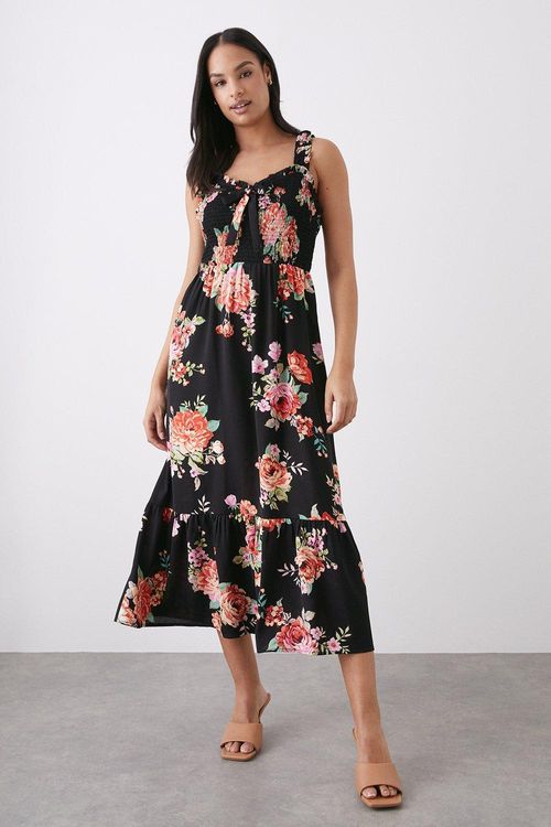 Womens Black Large Floral...