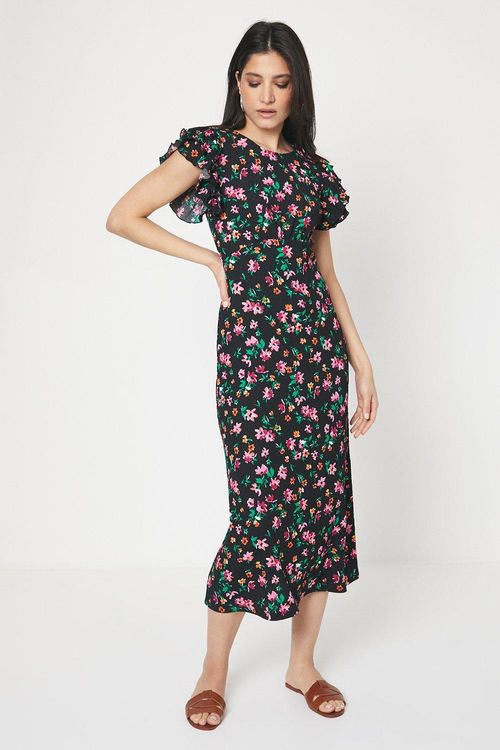 Womens Black Floral Print...