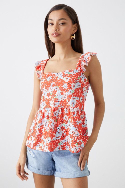 Womens Petite Red Floral...
