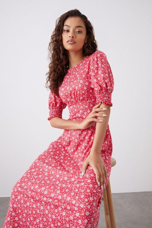 Womens Petite Red Floral...