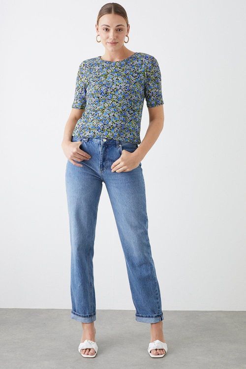 Womens Tall Blue Floral Mesh...