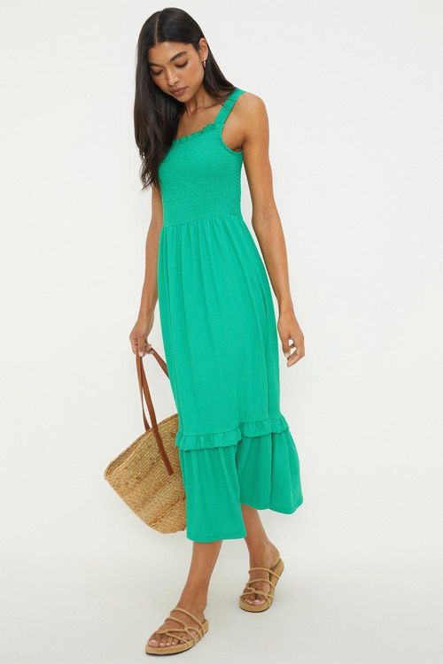 Womens Green Shirred Strappy...