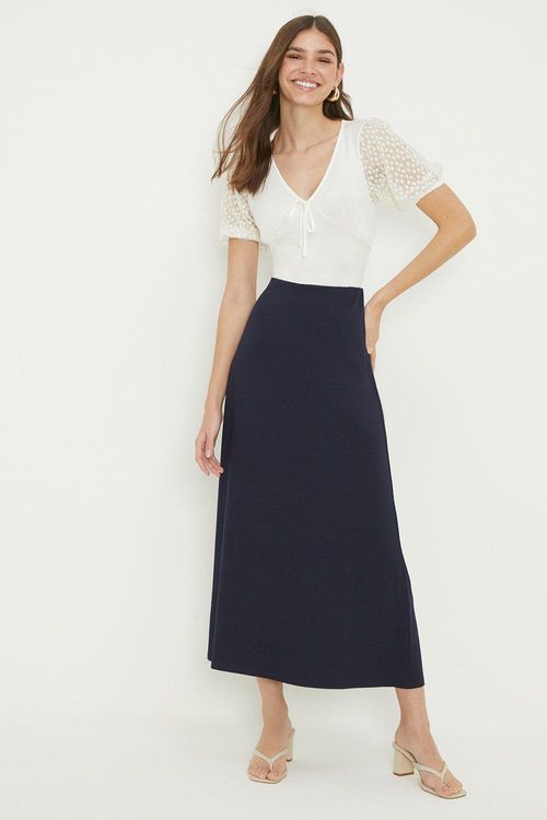 Womens Tall Navy Midi Skirt