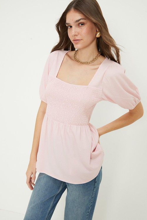 Womens Tall Pink Shirred...