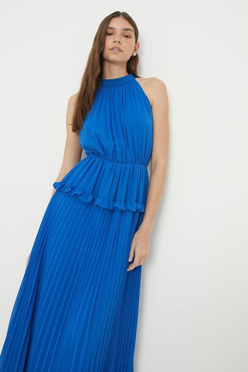 Womens Cobalt Chiffon Pleated...