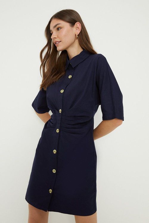 Womens Button Front Mini Dress