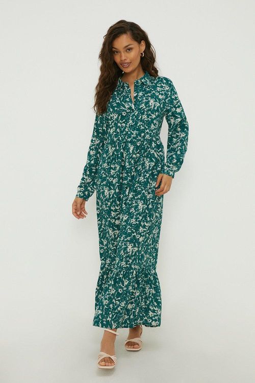 Womens Petite Green Floral...