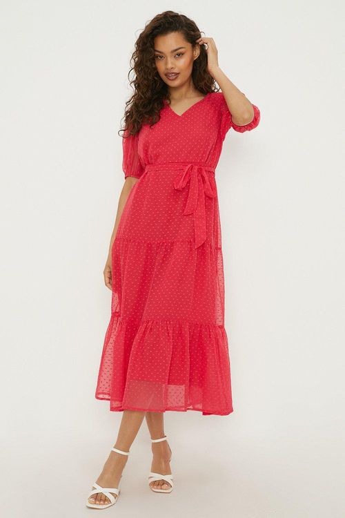 Womens Petite Chiffon Red...