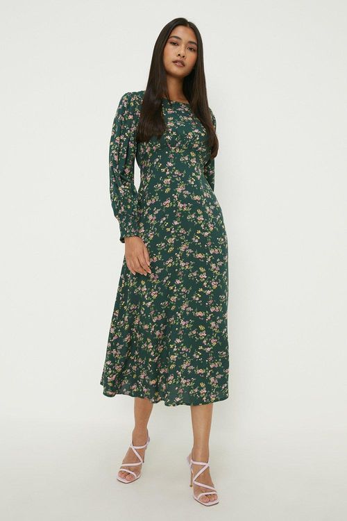 Womens Petite Green Floral...