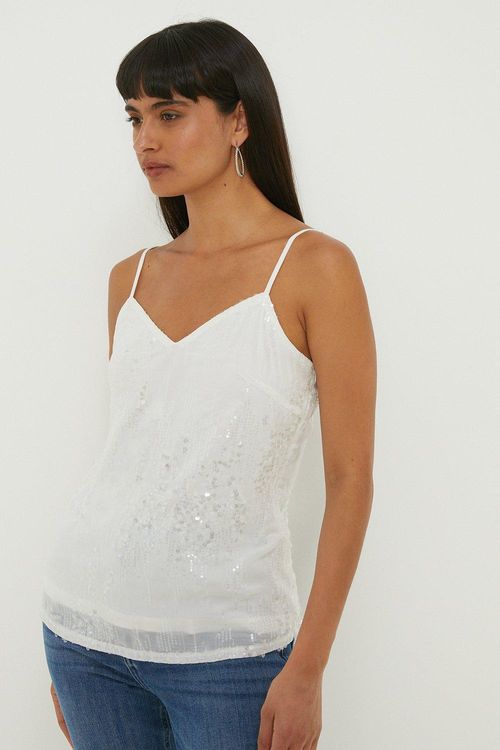 Womens Sequin Strappy Cami