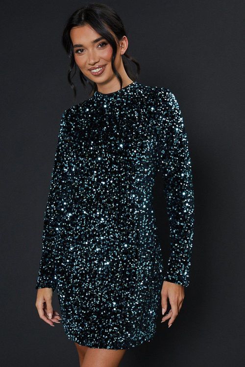 Womens Velvet Sequin Mini...