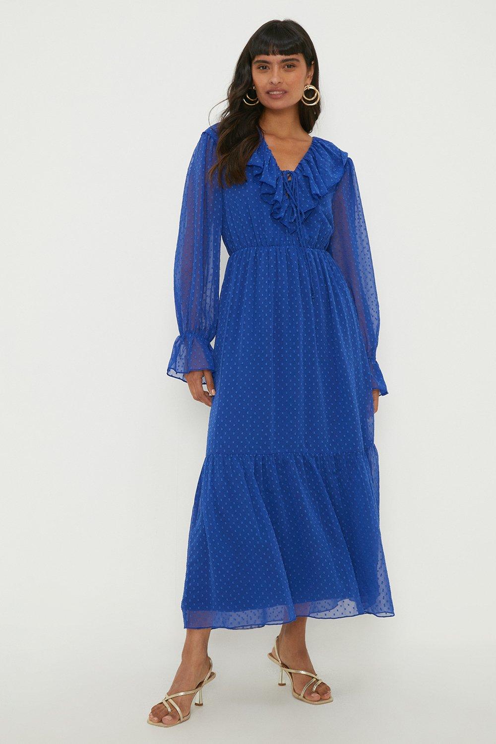 Womens Paper Dolls Navy Chiffon Lace Dress Blue Blue