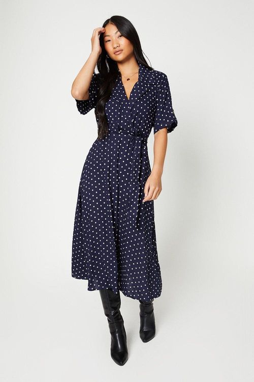 Womens Petite Navy Spot Wrap...