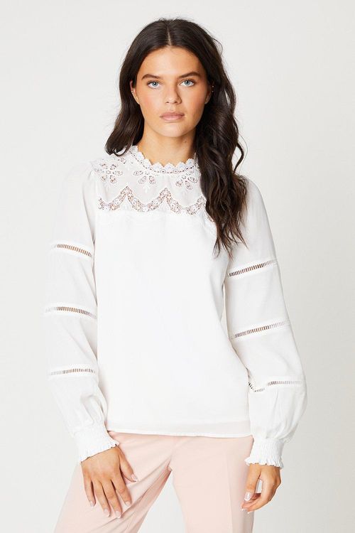 Womens Lace Yoke Blouse