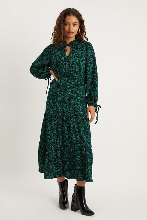 Womens Petite Green Ditsy...