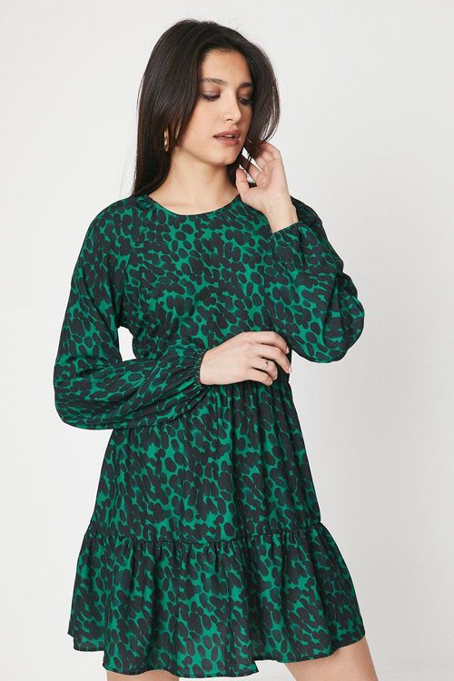 Womens Green Abstract Smock...