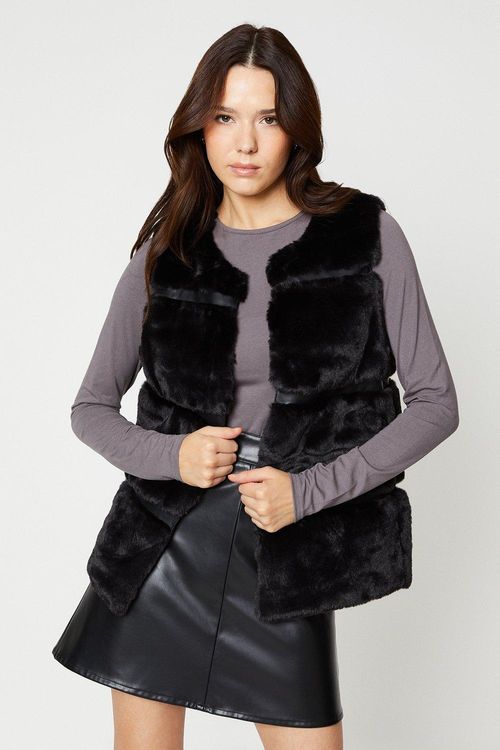 Womens Faux Fur Panelled Gilet