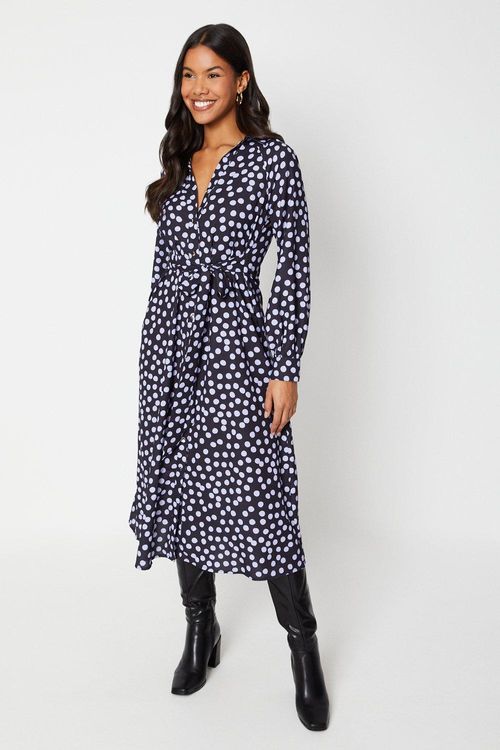 Womens Blue Spot Tie Midi...