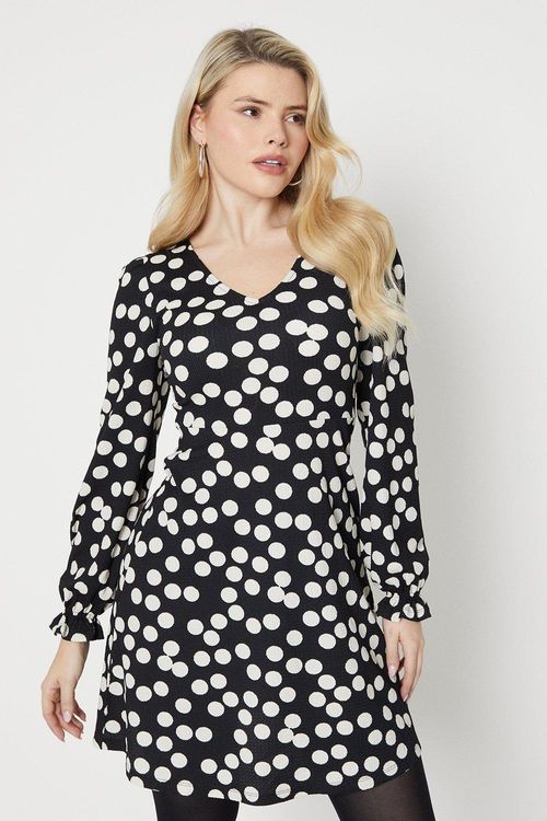 Womens Spot V Neck Mini Dress