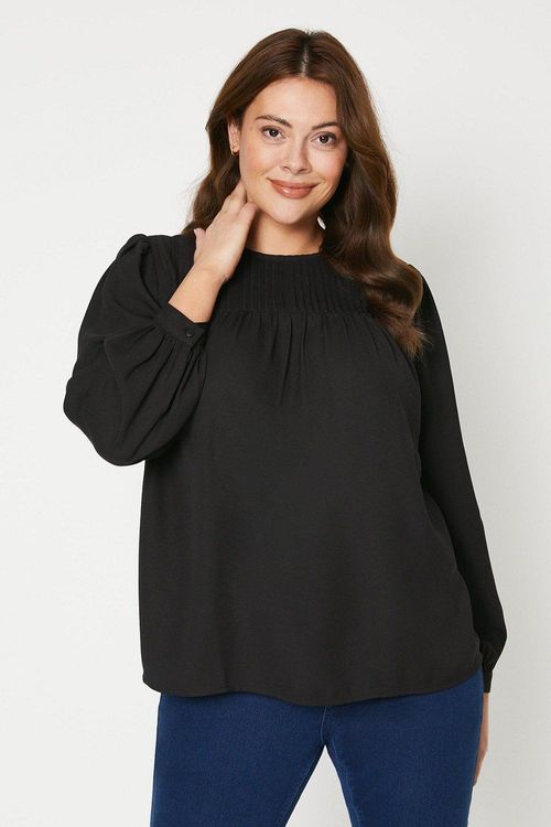 Womens Curve Black Pleat Yoke...