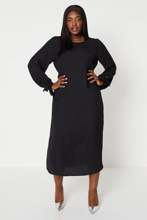 Womens Curve Tie Sleeve Midi...