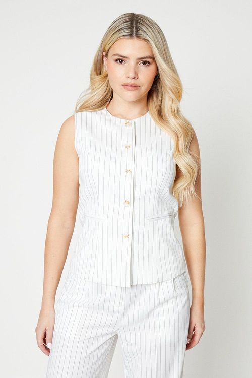 Womens Stripe Button Front Top