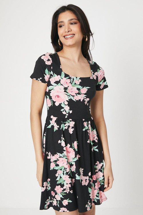 Womens Floral Square Neck...