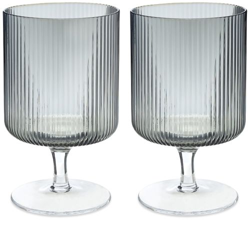 ferm LIVING Ripple Wine Glasses - Set of 2 Smoked Grey