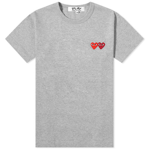 Comme des Garcons Play Women's Double Heart Logo T-Shirt Grey