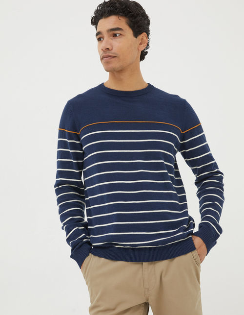 Mens Braunton Stripe Crew...