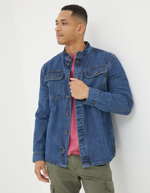 Mens Indigo Denim Grandad...