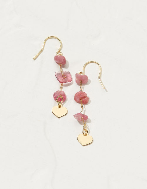 Stone And Heart Earrings