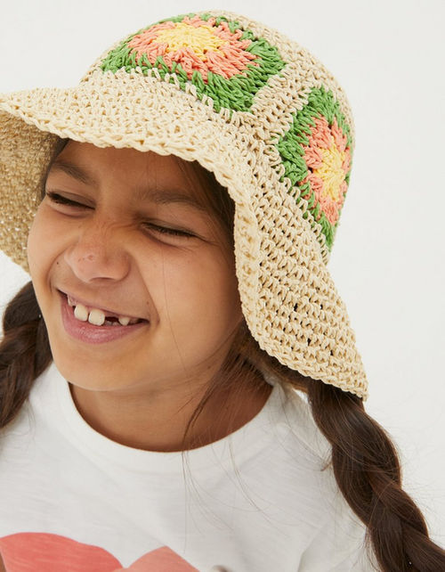 Kid's Crochet Straw Hat