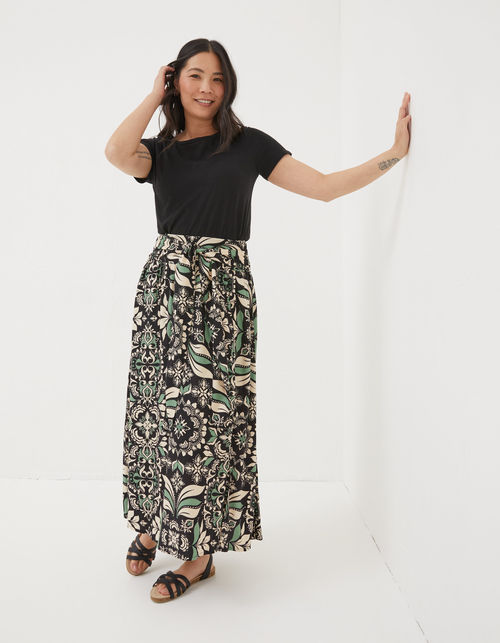 Sascha Mosaic Leaf Midi Skirt