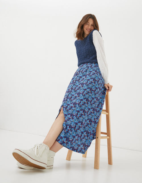 Erica Ink Floral Midi Skirt