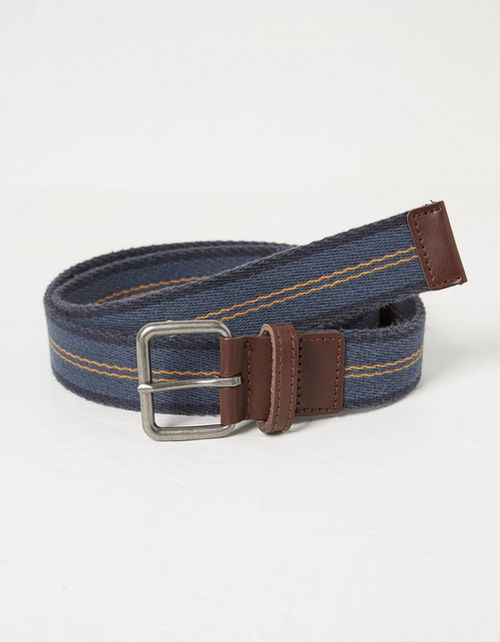 Mens Navy Stripe Webbing Belt