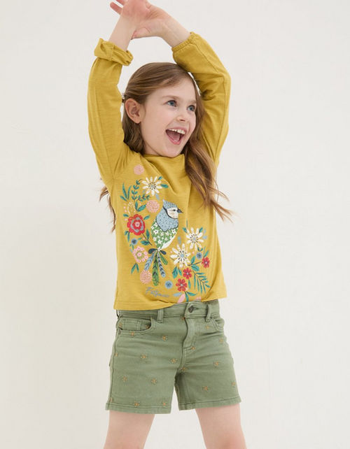 Kid's Daisy Embroidered Denim...