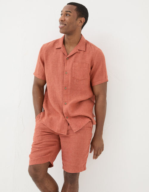 Mens Short Sleeve Linen Shirt