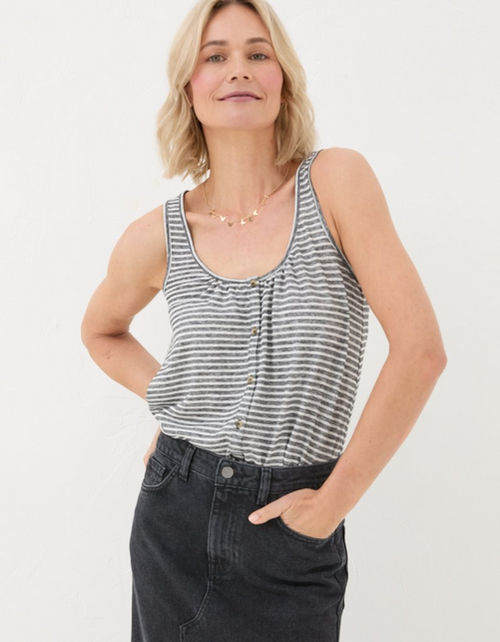 Flora Cotton Linen Stripe Vest