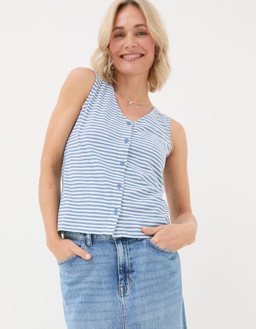 Claudia Stripe Button Tank