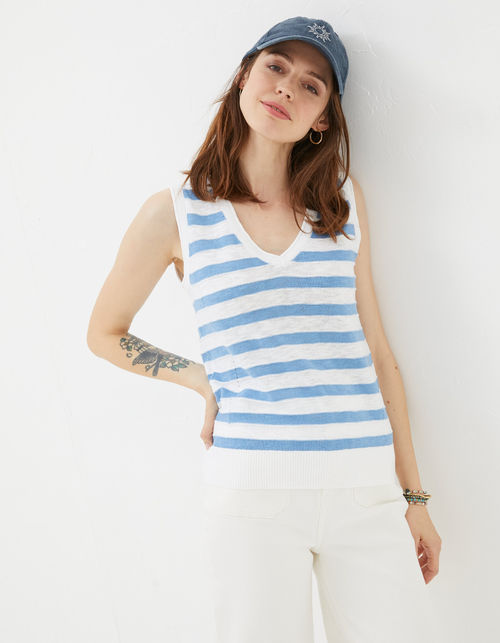 Breton Stripe Linen Tank Top