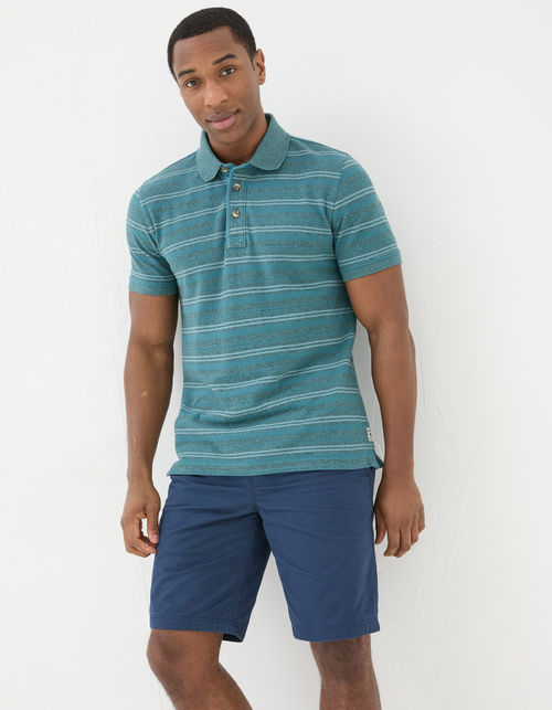 Mens Stripe Pique Polo