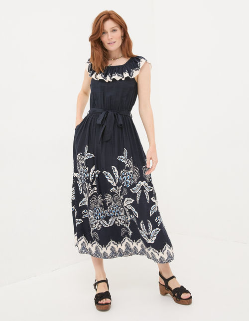 Ezra Damask Midi Dress