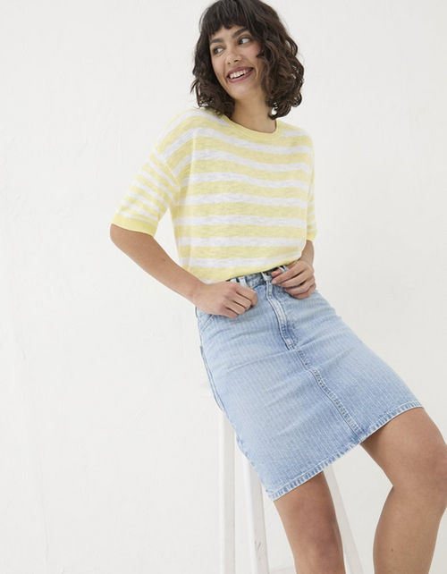 Athena Stripe Denim Skirt