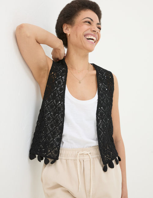 Coin Trim Crochet Waistcoat