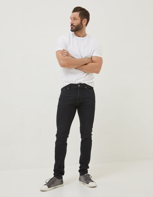 Mens Lean Slim Washed Black...