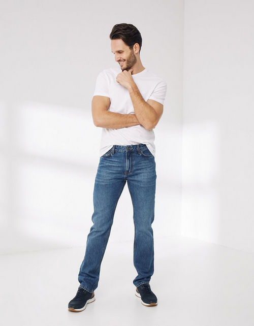 Mens Straight Stone Wash Jeans